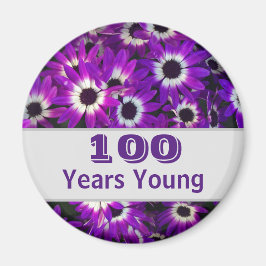 100 Jahre Junge Lila Blume Foto Vivid Floral Magnet