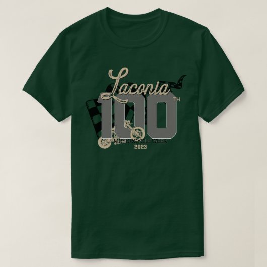 100 Jahre Laconia Motorrad Week New Hamp T-Shirt (Design vorne)