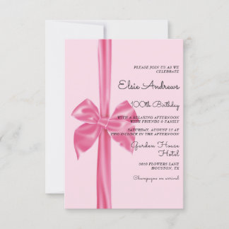 100. Jahrhundert. Geburtstag von Bow & Ribbon Einladung