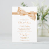 100. Jahrhundert Peach Bow & Ribbon Geburtstag Einladung (Stehend Vorderseite)