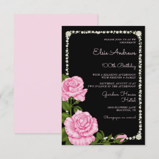 100. Jahrhundert Rose Geburtstag Einladung