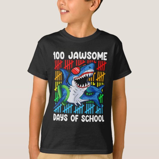 100 Jawsome Days of School Happy 100 Days of Sch T-Shirt (Vorderseite)
