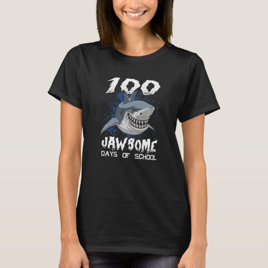 100 Jawsome Days Of School Shark 100th Day Of Scho T-Shirt (Vorderseite)