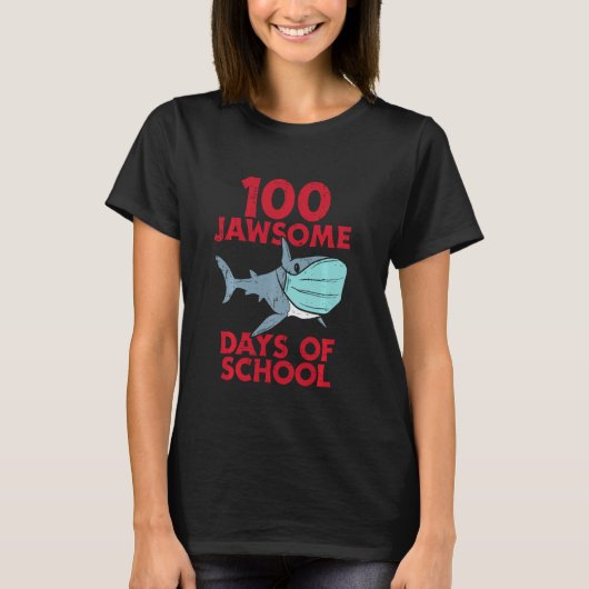 100 Jawsome Days School Shark Mask 100 Day Quara T-Shirt (Vorderseite)