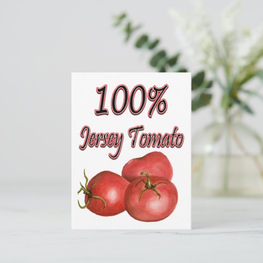100 % Jersey Tomato Postkarte (Stehend Vorderseite)