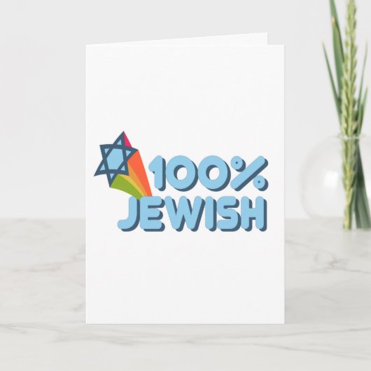 100% JEWISH + Magen David Grußkarte Karte (Vorderseite)