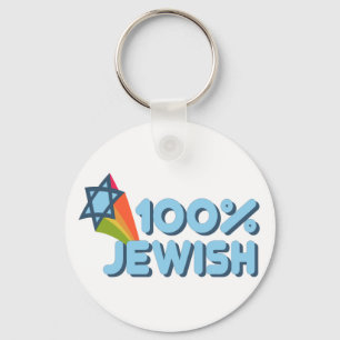 100% JEWISH + Magen David Schlüsselanhänger