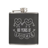 100. Jubiläum Geschenk Chalk Herzen Flachmann (Vorderseite)