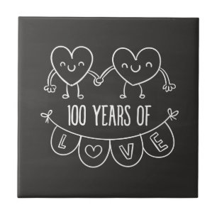 100. Jubiläum Geschenk Chalk Herzen Fliese