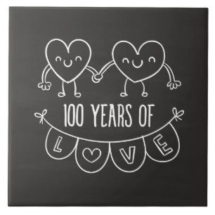 100. Jubiläum Geschenk Chalk Herzen Fliese