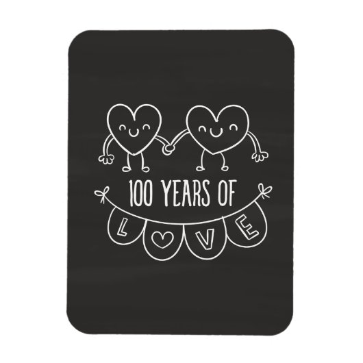 100. Jubiläum Geschenk Chalk Herzen Magnet (Vertikal)