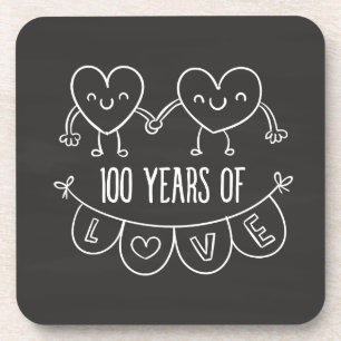 100. Jubiläum Geschenk Chalk Herzen Untersetzer