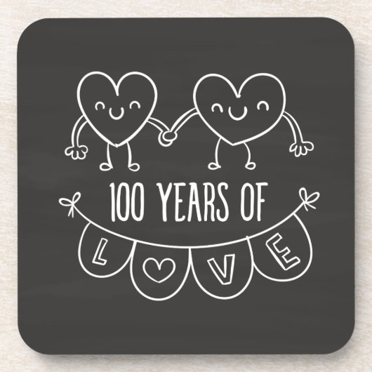100. Jubiläum Geschenk Chalk Herzen Untersetzer (Vorderseite)