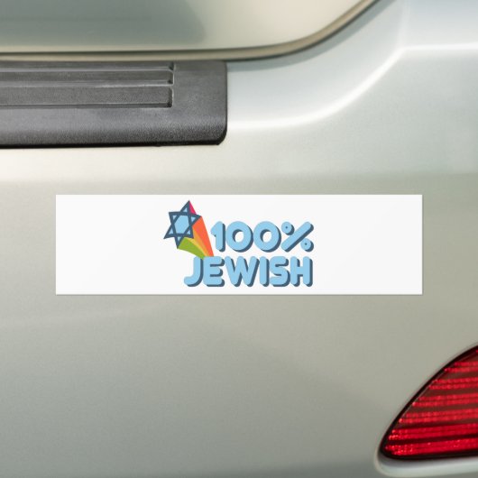 100% JÜDISCH + Magen David Autoaufkleber (Auf Auto)