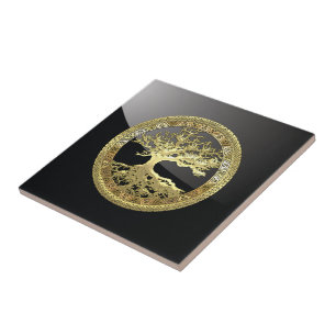 [100] Keltischer Baum des Lebens [Gold] Fliese