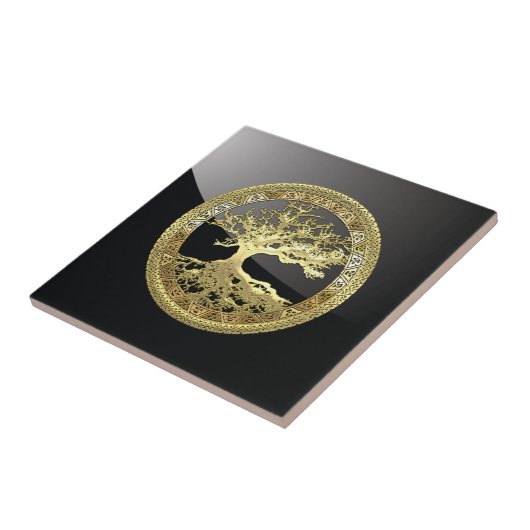 [100] Keltischer Baum des Lebens [Gold] Fliese (Seite)