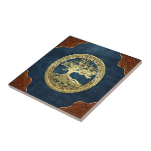 [100] Keltischer Baum des Lebens [Gold] Fliese