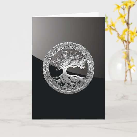 [100] Keltischer Baum des Lebens [Silber] Karte (Gelbe Blume)