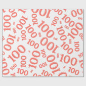 100. Korallen/Weiße Random Zahlenmuster Große Geschenkpapier (Flach)
