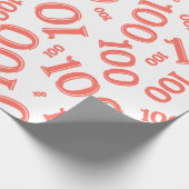 100. Korallen/Weiße Random Zahlenmuster Große Geschenkpapier (Ecke)