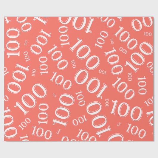 100. Korallen/Weiße Random Zahlenmuster Große Geschenkpapier (Flach)