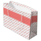 100. Korallenmuster/Weiße Typografie Große Geschenktüte (Rückseite Schrägansicht)