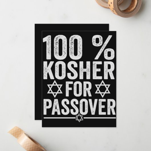 100% Kosher for Passover Funny Passover Pesach Mitteilungskarte (Vorderseite/Rückseite Beispiel)