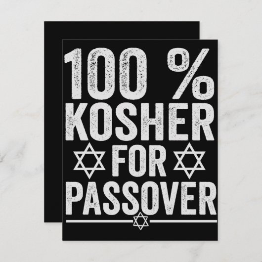 100% Kosher for Passover Funny Passover Pesach Mitteilungskarte (Vorne/Hinten)