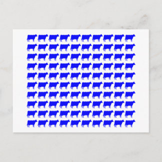 100 Kühe - blau Postkarte