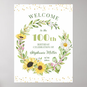 100. Ladys Birthday Womens 100 Sonnenblume Empfang Poster