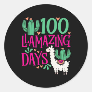 100 Lamming Days of School - Niedliche Girls and T Runder Aufkleber