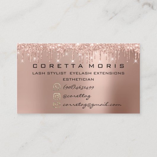 100 Lashes Erinnerung Rose Gold Tropfen Visitenkarte (Rückseite)