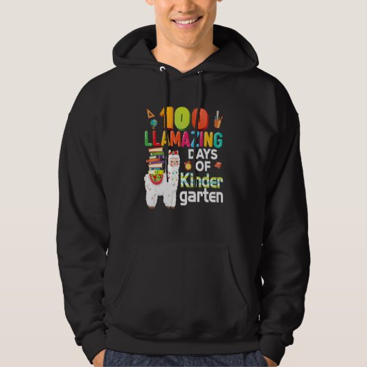 100 Llamazing Days Of Kindergarten 100th Day Llama Hoodie (Vorderseite)