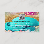 100 Logo QRCODE 10%OFF Code Gold Glitzer Holograph Visitenkarte (Rückseite)