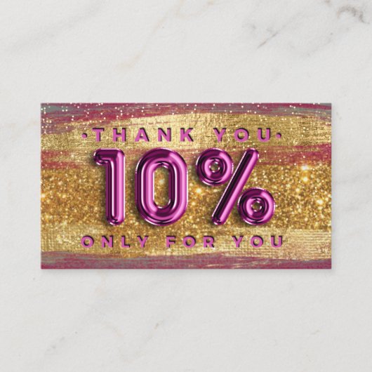 100 Logo QRCODE 10%OFF Code Gold Glitzer Rosa Visitenkarte (Vorderseite)