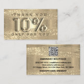 100 Logo QRCODE 10%OFF Code Gold Glitzer Strokes Visitenkarte (Vorne/Hinten)