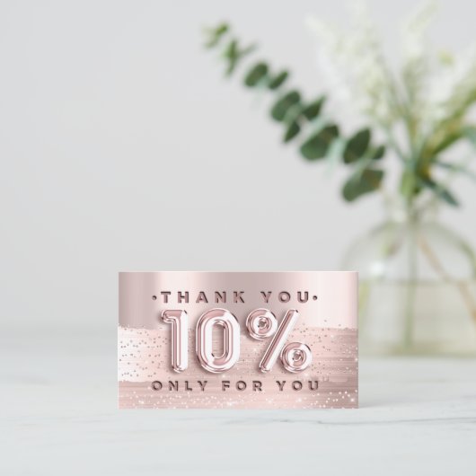 100 Logo QRCODE 10%OFF Code Rose Glitzer Strokes Visitenkarte (Stehend Vorderseite)