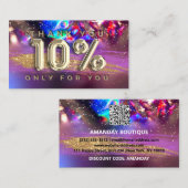 100 Logo QRCODE 10%OFF Dankeschön Gold Holograph Visitenkarte (Vorne/Hinten)