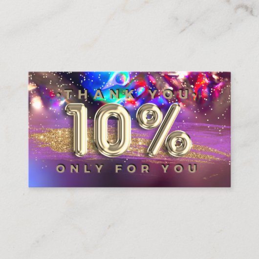 100 Logo QRCODE 10%OFF Dankeschön Gold Holograph Visitenkarte (Vorderseite)