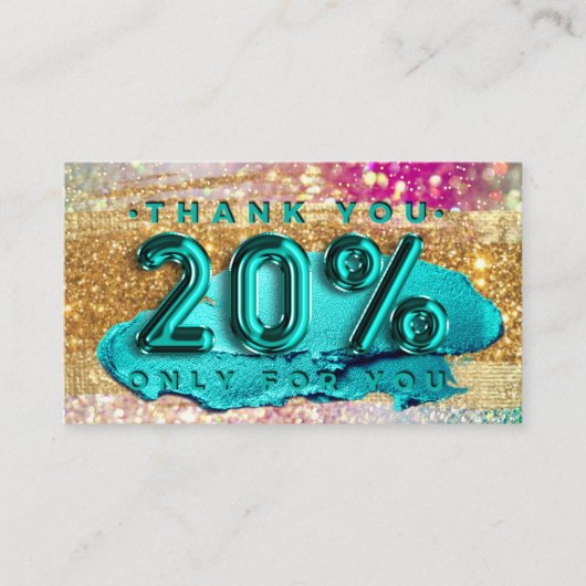 100 Logo QRCODE 20%OFF Code Gold Glitzer Holograph Visitenkarte (Vorderseite)