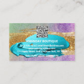 100 Logo QRCODE 20%OFF Code Gold Glitzer Pink Lux Visitenkarte (Rückseite)
