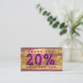 100 Logo QRCODE 20%OFF Code Gold Glitzer Rosa Visitenkarte (Stehend Vorderseite)