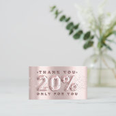 100 Logo QRCODE 20%OFF Code Rose Glitzer Rosa Visitenkarte (Stehend Vorderseite)