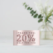 100 Logo QRCODE 20%OFF Code Rose Metal Pink Visitenkarte (Stehend Vorderseite)