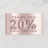 100 Logo QRCODE 20%OFF Code Rose Metal Pink Visitenkarte (Vorderseite)