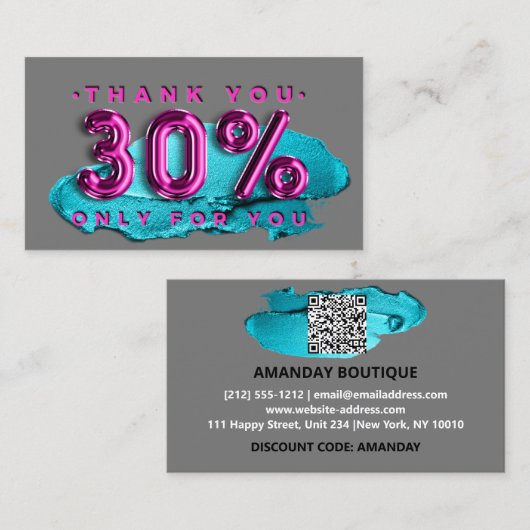 100 Logo QRCODE 30%OFF Code Makeup Pink Visitenkarte (Vorne/Hinten)