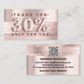 100 Logo QRCODE 30%OFF Code Rose Glitzer Strokes Visitenkarte (Vorne/Hinten)