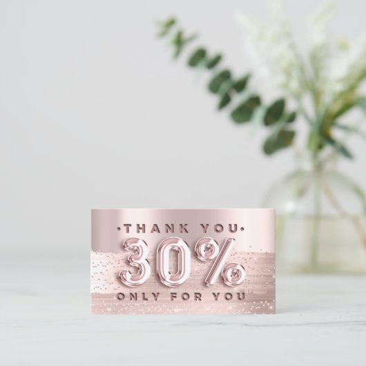 100 Logo QRCODE 30%OFF Code Rose Glitzer Strokes Visitenkarte (Stehend Vorderseite)