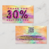 100 Logo QRCODE 30%OFF Danke Pinky Holographic Visitenkarte (Vorne/Hinten)