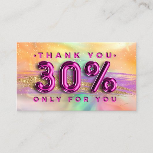 100 Logo QRCODE 30%OFF Danke Pinky Holographic Visitenkarte (Vorderseite)